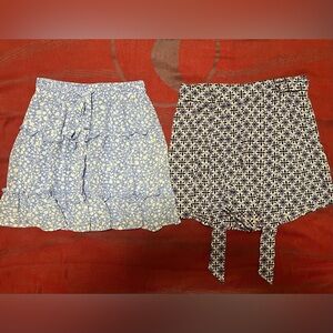 Floral Women's Skirts Set - Blue and Purple